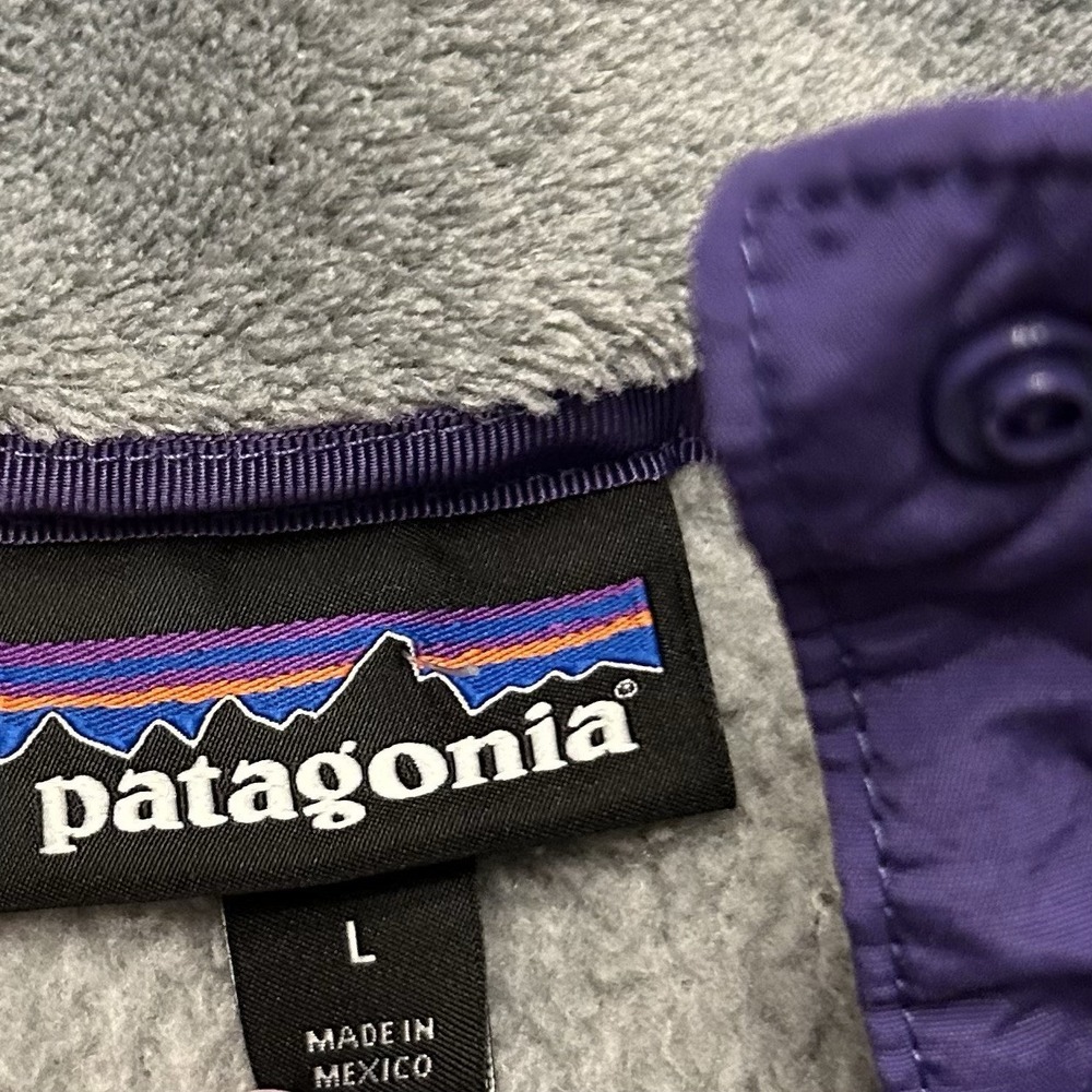 Patagonia Womens Re-Tool Snap-T Fleece Pullover Gray Purple Trim 25442 Large - Picture 6 of 7